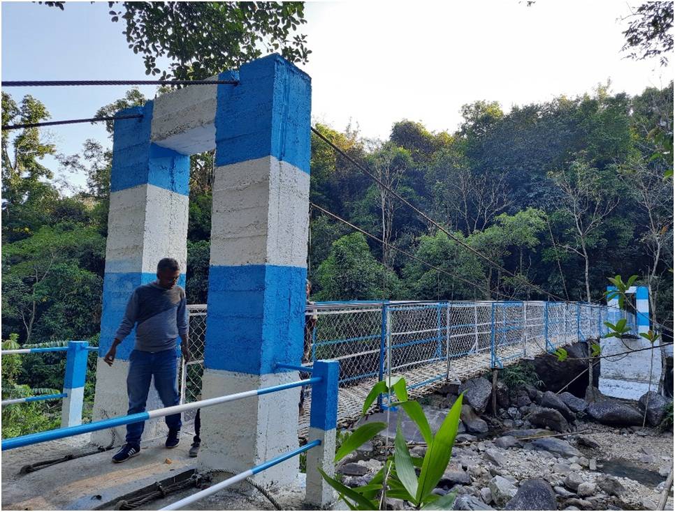 Suspension Footbridge At  Laitiam Village